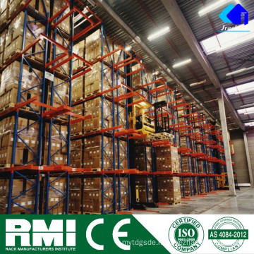 Pallet Storage Forklift Rail Guided Aisle Tunnel Drive In Rack